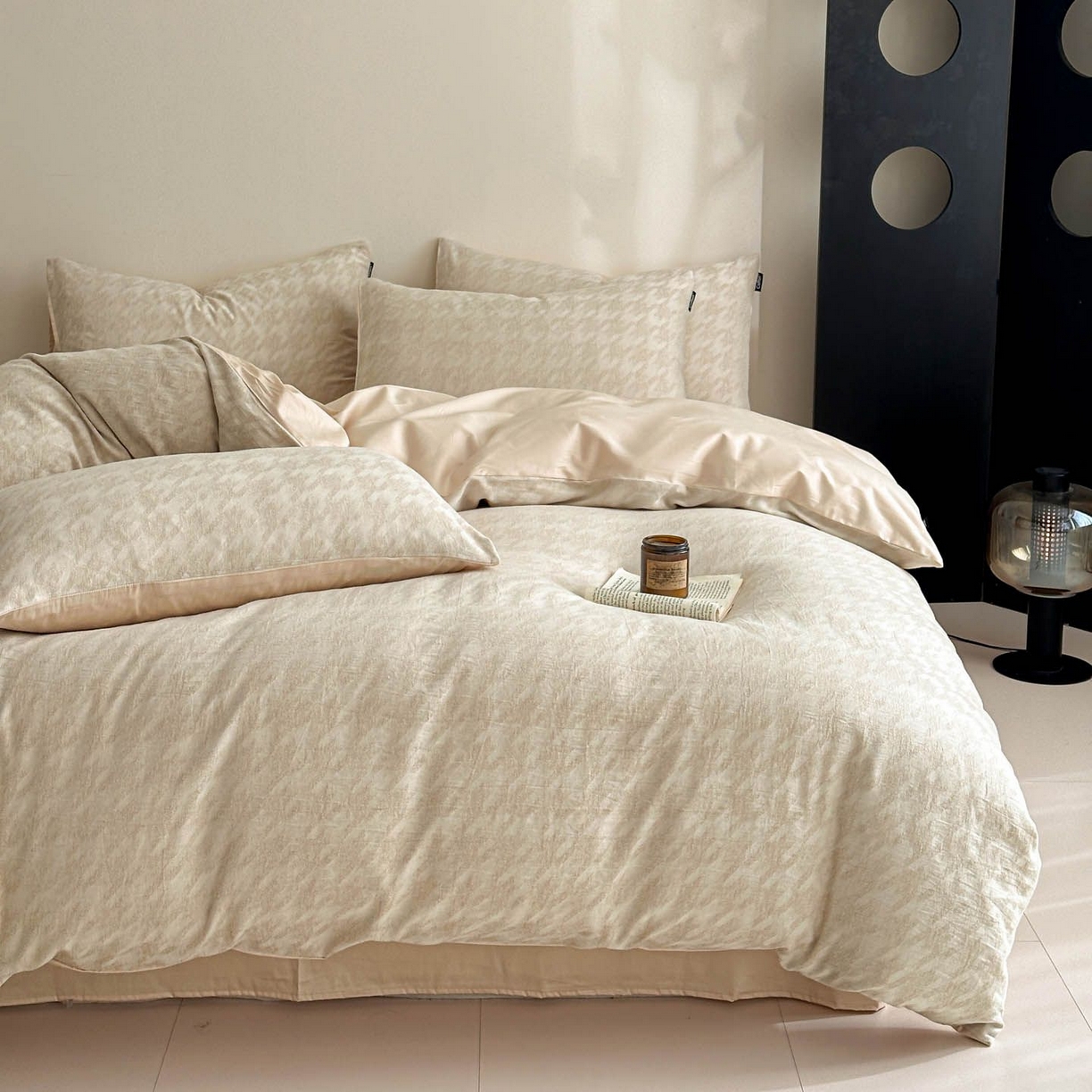 91家纺网 家纺一手货源 找家纺 涵宸家纺 2026新款全棉提花色坊系列四件套 千熙-香槟