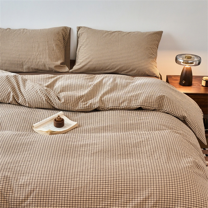 91家纺网 家纺一手货源 找家纺 兰紫橙家纺 2026新款全棉A类深色复古色织方格子水洗棉-赫本雅素系列（含买家秀和质检报告） 沐风米