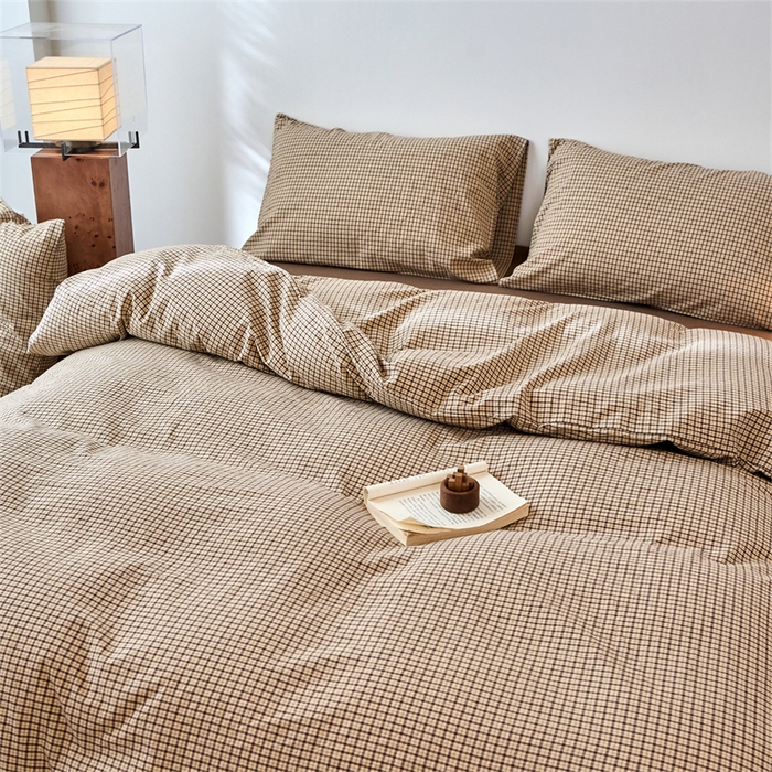 91家纺网 家纺一手货源 找家纺 兰紫橙家纺 2026新款全棉A类深色复古色织方格子水洗棉-赫本雅素系列（含买家秀和质检报告） 沐风米