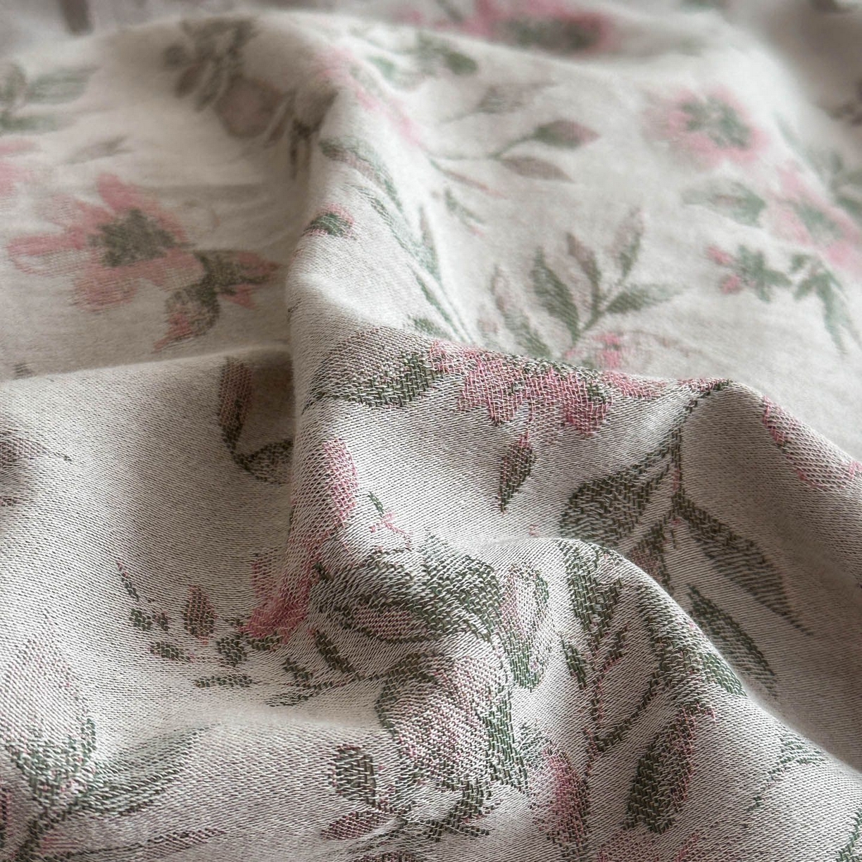 91家纺网 家纺一手货源 找家纺 涵宸家纺 2026新款全棉提花色坊系列四件套 素薇-粉绿