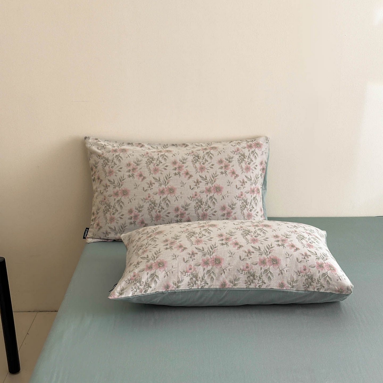 91家纺网 家纺一手货源 找家纺 涵宸家纺 2026新款全棉提花色坊系列四件套 素薇-粉绿