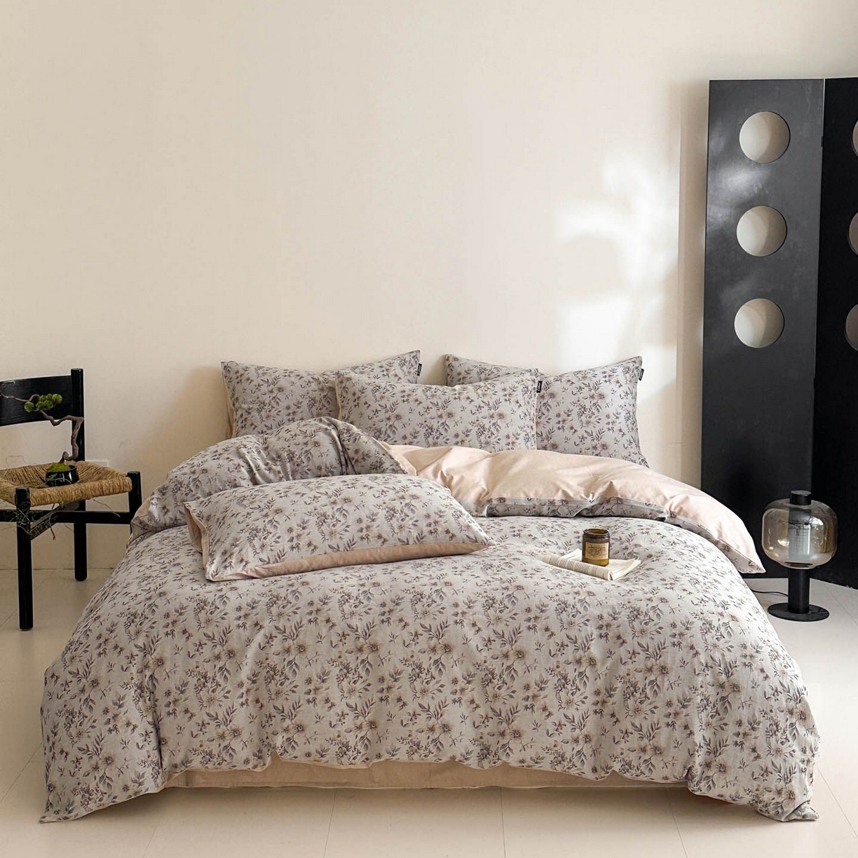 91家纺网 家纺一手货源 找家纺 涵宸家纺 2026新款全棉提花色坊系列四件套 素薇-咖