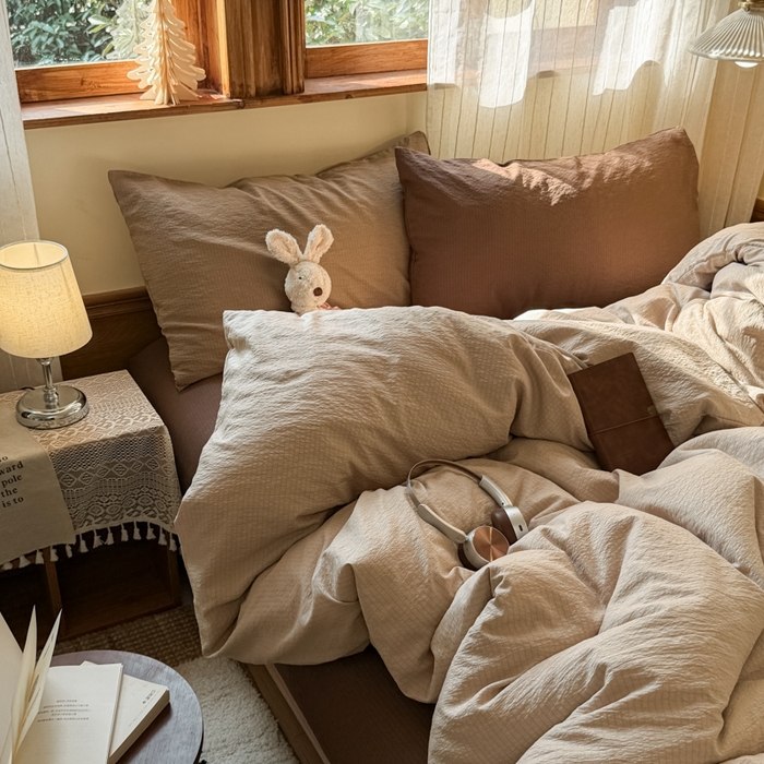 91家纺网 家纺一手货源 找家纺 （总）港岛妹妹 2026新款云感纱混搭纯色双拼四件套