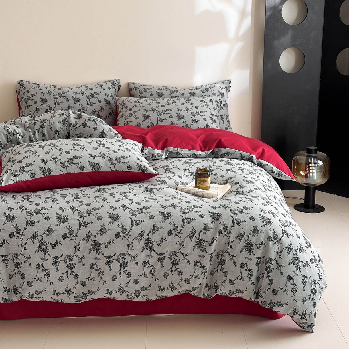 91家纺网 家纺一手货源 找家纺 涵宸家纺 2026新款全棉提花色坊系列四件套 香蒲灰