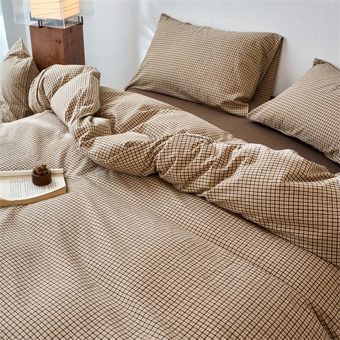 91家纺网 家纺一手货源 找家纺 兰紫橙家纺 2026新款全棉A类深色复古色织方格子水洗棉-赫本雅素系列（含买家秀和质检报告） 沐风米