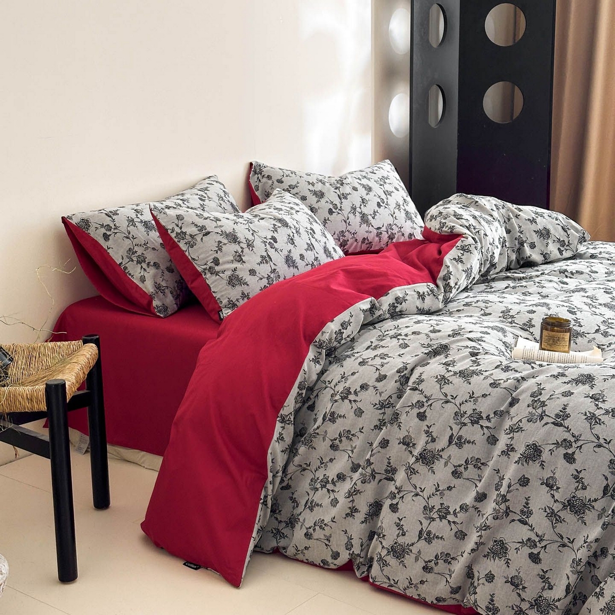 91家纺网 家纺一手货源 找家纺 涵宸家纺 2026新款全棉提花色坊系列四件套 香蒲灰