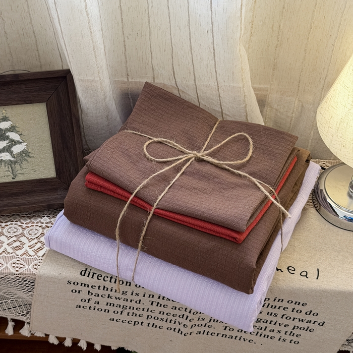 91家纺网 家纺一手货源 找家纺 港岛妹妹 2026新款云感纱混搭纯色双拼四件套 混搭 紫萝奶咖