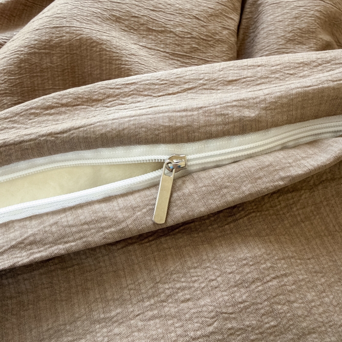 91家纺网 家纺一手货源 找家纺 港岛妹妹 2026新款云感纱混搭纯色双拼四件套 混搭 茶色山野