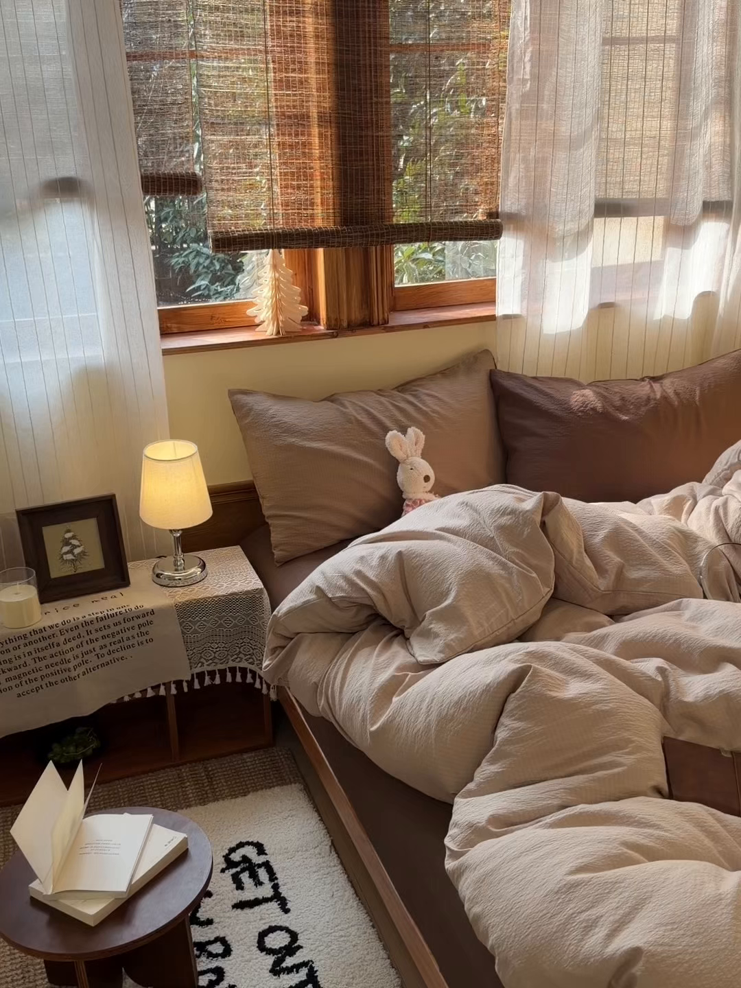 91家纺网 家纺一手货源 找家纺 港岛妹妹 2026新款云感纱混搭纯色双拼四件套 混搭 茶色山野