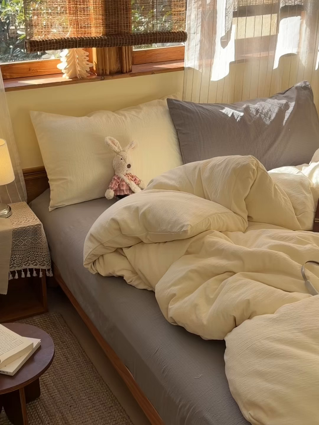 91家纺网 家纺一手货源 找家纺 港岛妹妹 2026新款云感纱混搭纯色双拼四件套 混搭 海盐芽白