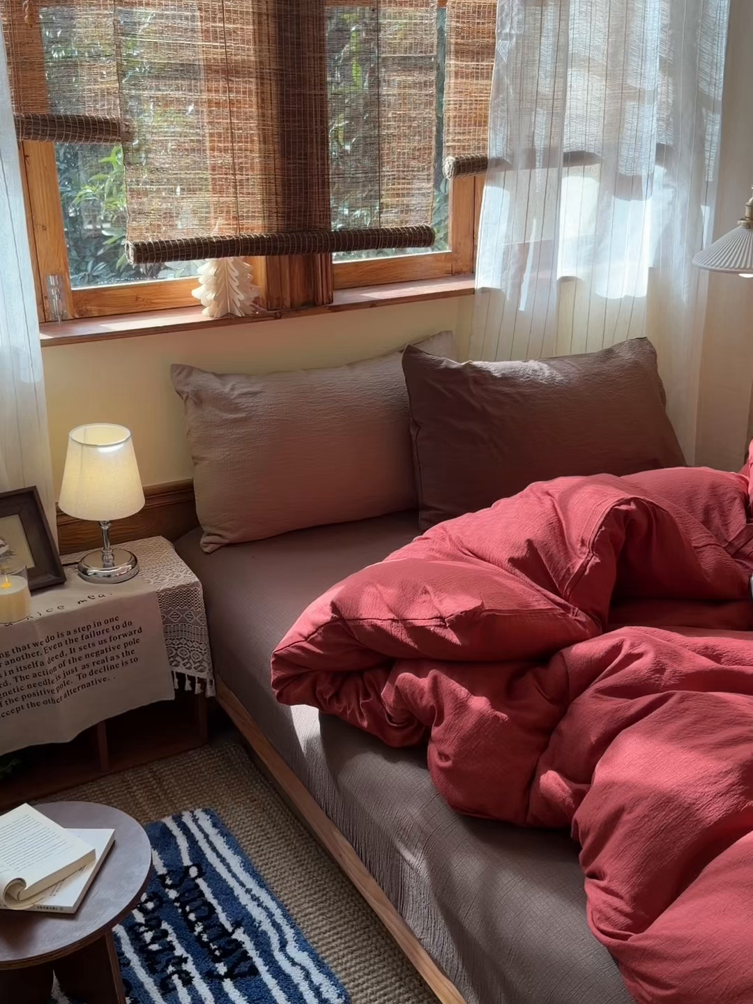 91家纺网 家纺一手货源 找家纺 港岛妹妹 2026新款云感纱混搭纯色双拼四件套 混搭 红红日记