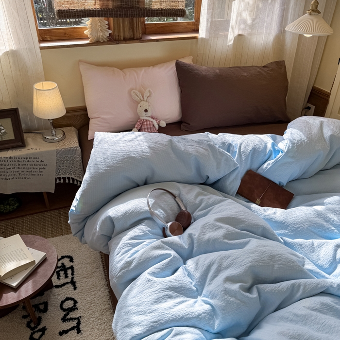 91家纺网 家纺一手货源 找家纺 港岛妹妹 2026新款云感纱混搭纯色双拼四件套 混搭 梦幻星海