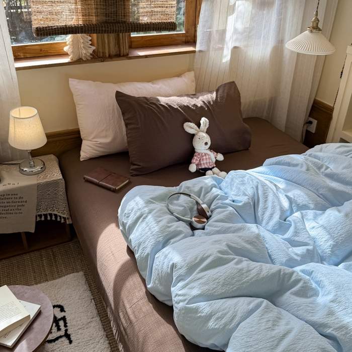 91家纺网 家纺一手货源 找家纺 港岛妹妹 2026新款云感纱混搭纯色双拼四件套 混搭 梦幻星海