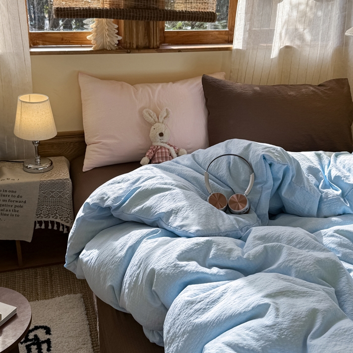 91家纺网 家纺一手货源 找家纺 港岛妹妹 2026新款云感纱混搭纯色双拼四件套 混搭 梦幻星海