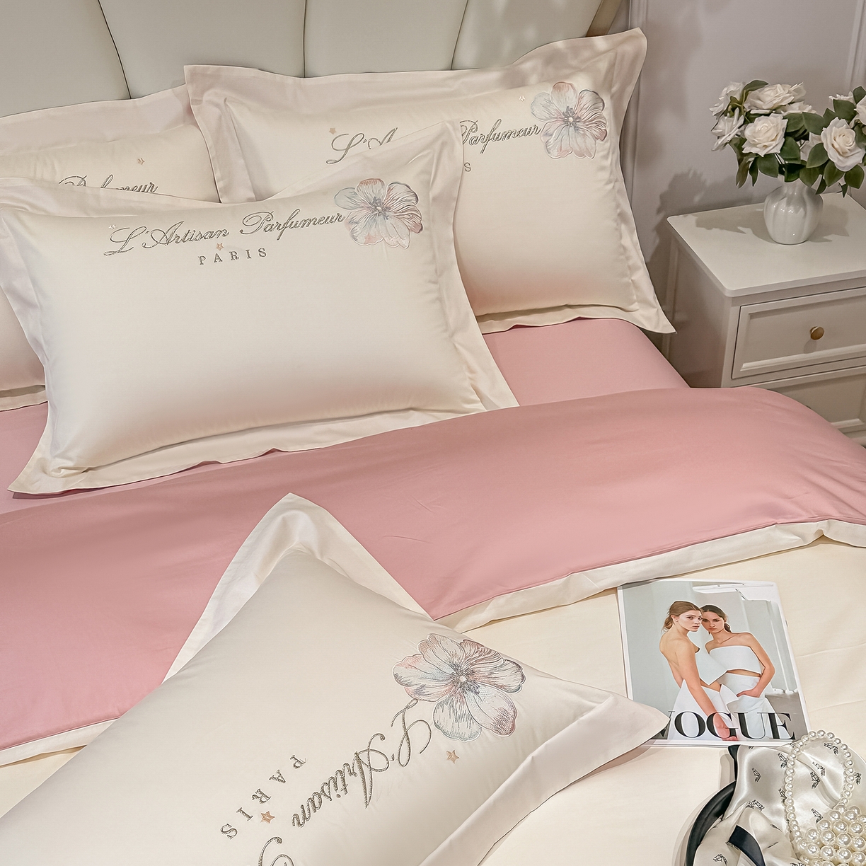 91家纺网 家纺一手货源 找家纺 （总）置顶家纺 2026新款花汐子亲肤刺绣小清新四件套