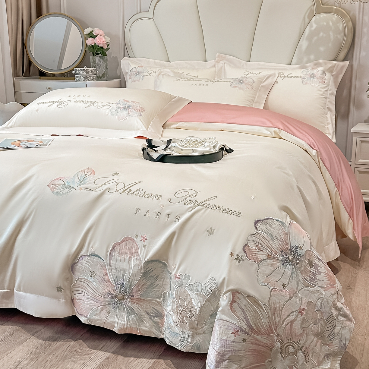 91家纺网 家纺一手货源 找家纺 （总）置顶家纺 2026新款花汐子亲肤刺绣小清新四件套