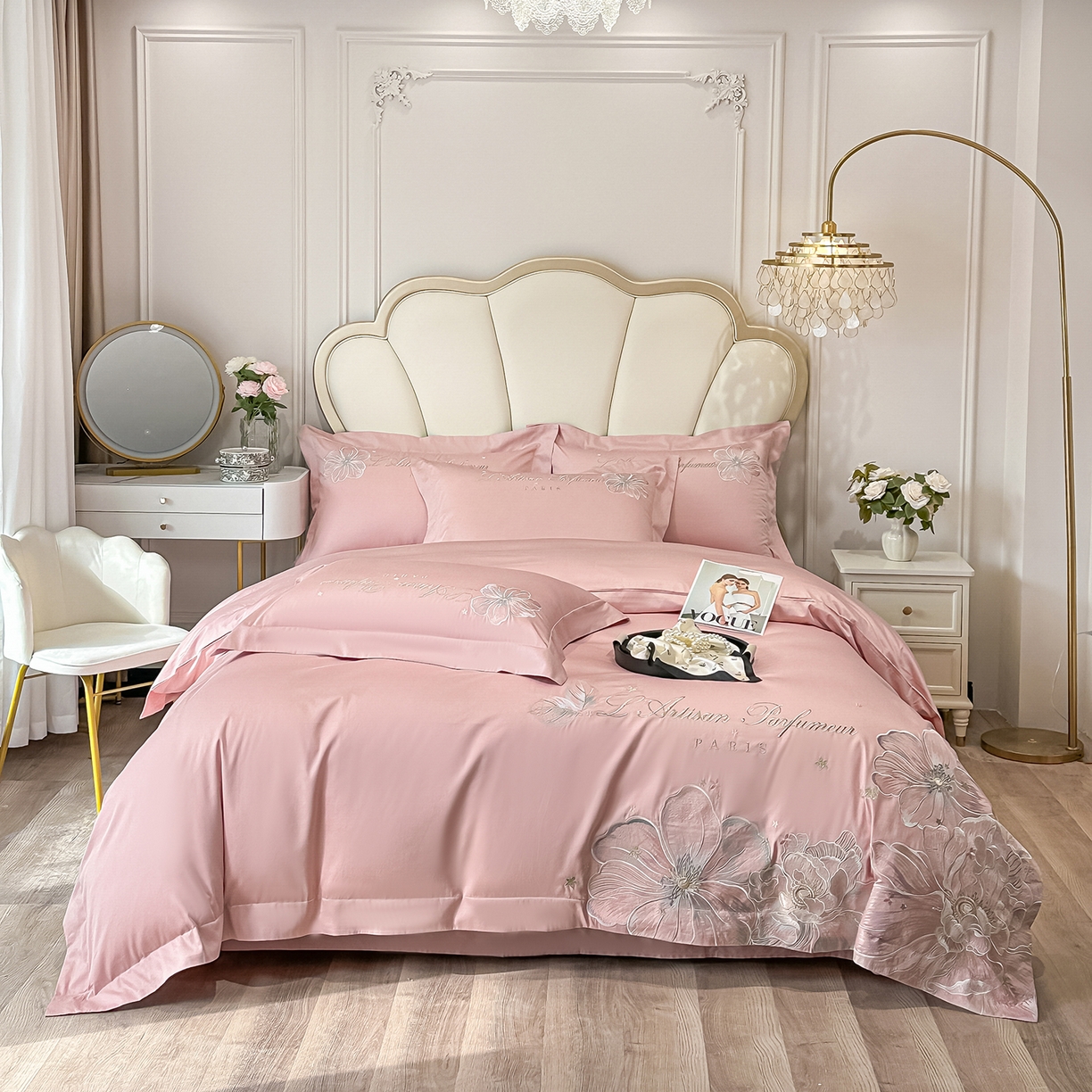 91家纺网 家纺一手货源 找家纺 （总）置顶家纺 2026新款花汐子亲肤刺绣小清新四件套