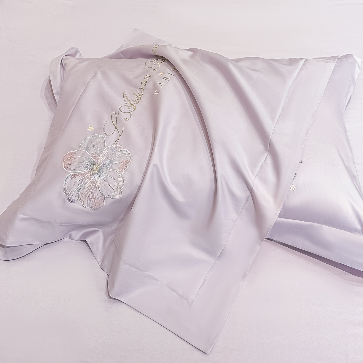 91家纺网 家纺一手货源 找家纺 置顶家纺 2026新款花汐子亲肤刺绣小清新四件套 花汐子-香芋紫