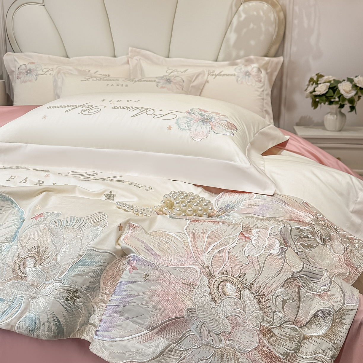 91家纺网 家纺一手货源 找家纺 （总）置顶家纺 2026新款花汐子亲肤刺绣小清新四件套