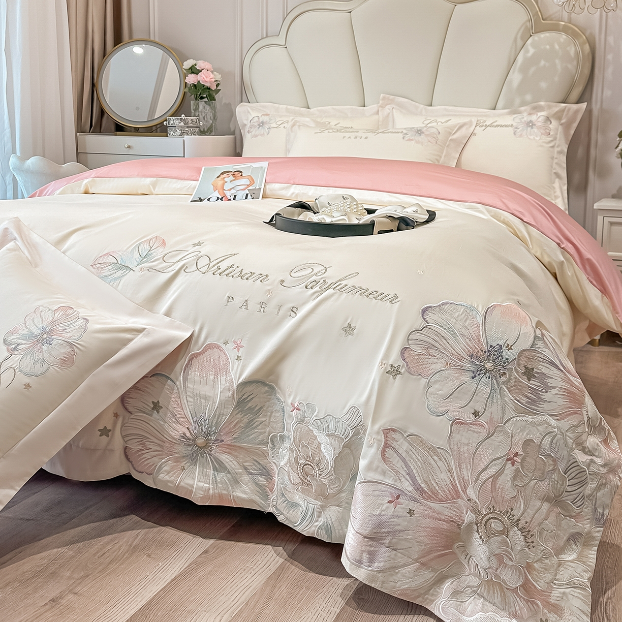 91家纺网 家纺一手货源 找家纺 （总）置顶家纺 2026新款花汐子亲肤刺绣小清新四件套