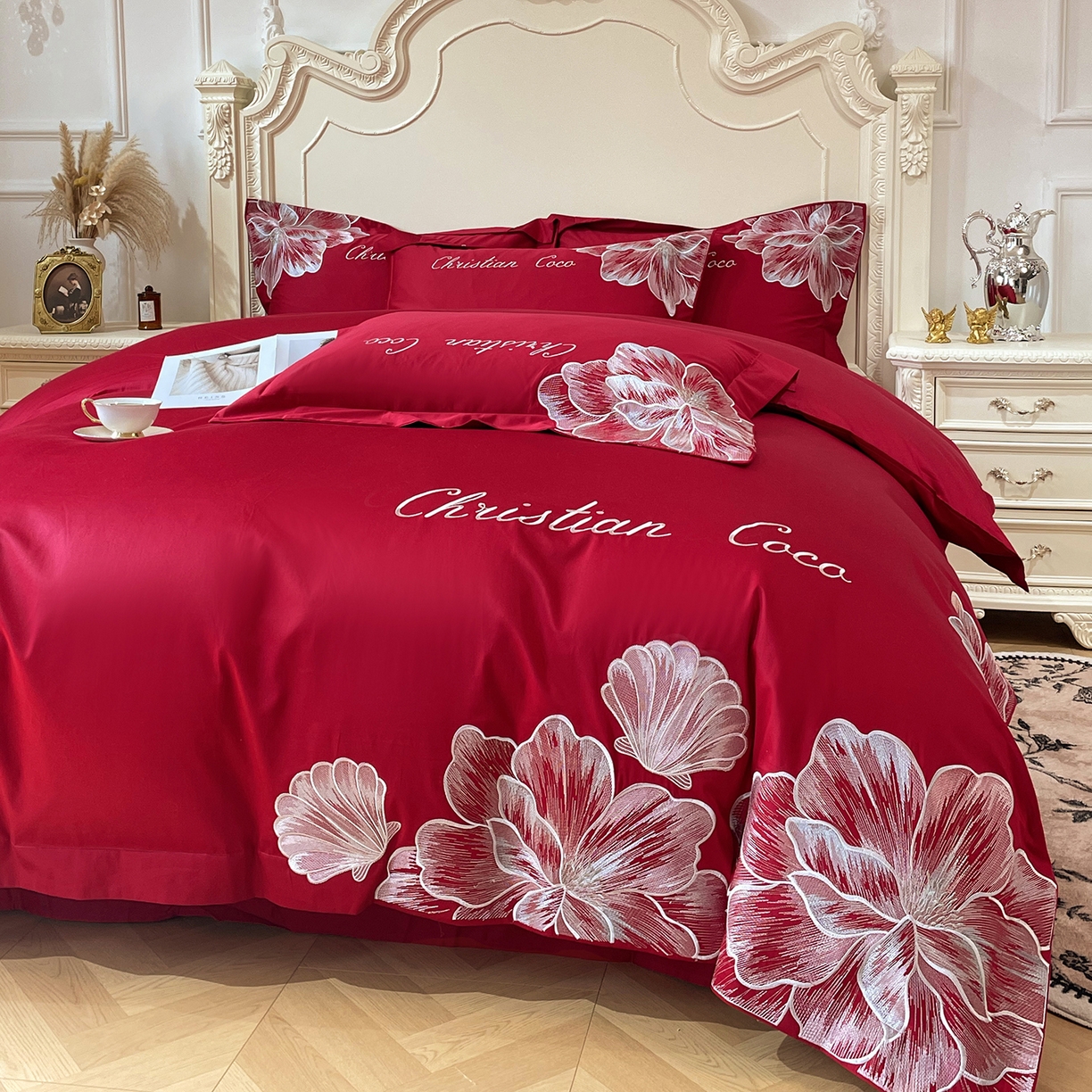 91家纺网 家纺一手货源 找家纺 （总）置顶家纺 2026新款亲肤绣花-COCO小姐亲肤棉系列四件套