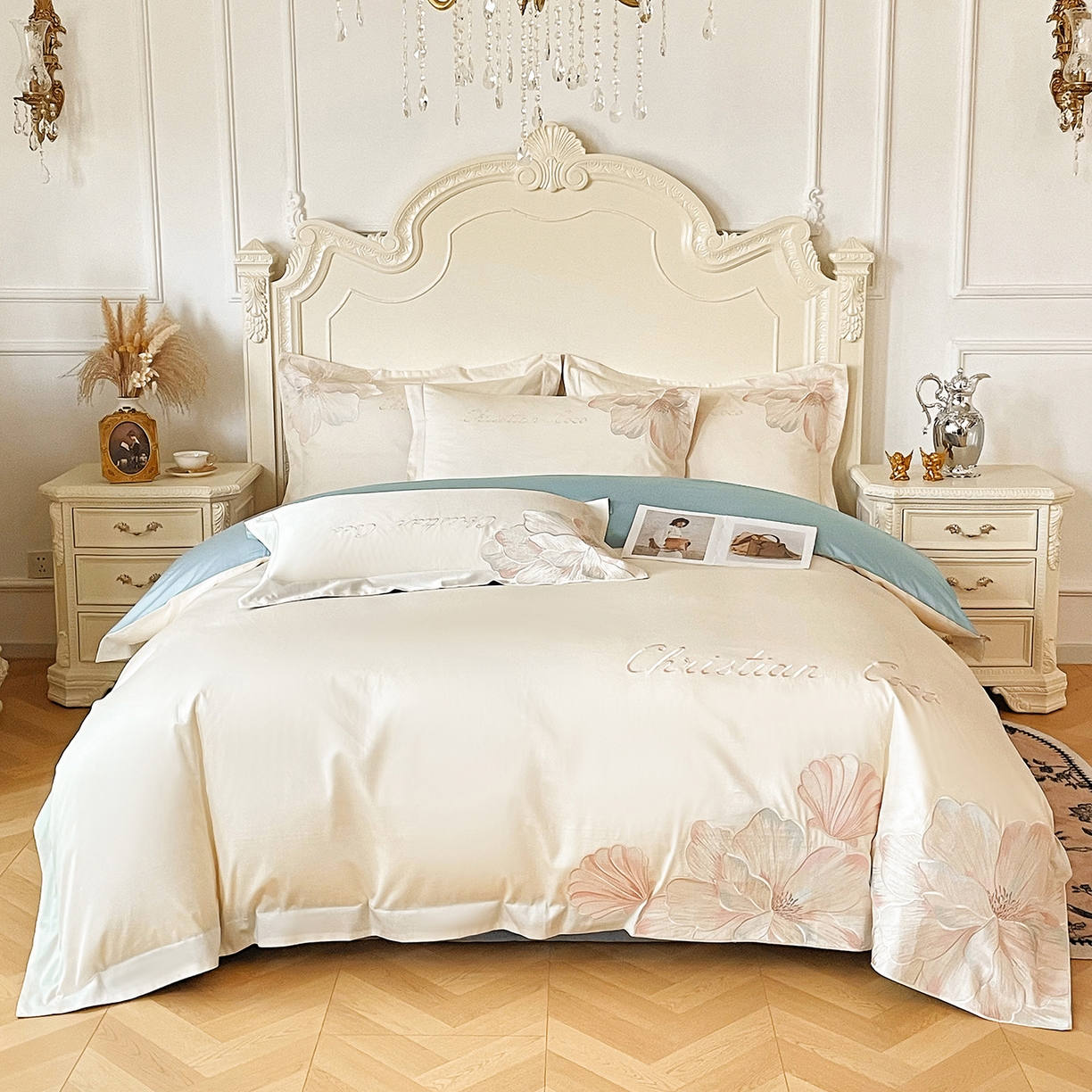 91家纺网 家纺一手货源 找家纺 （总）置顶家纺 2026新款亲肤绣花-COCO小姐亲肤棉系列四件套