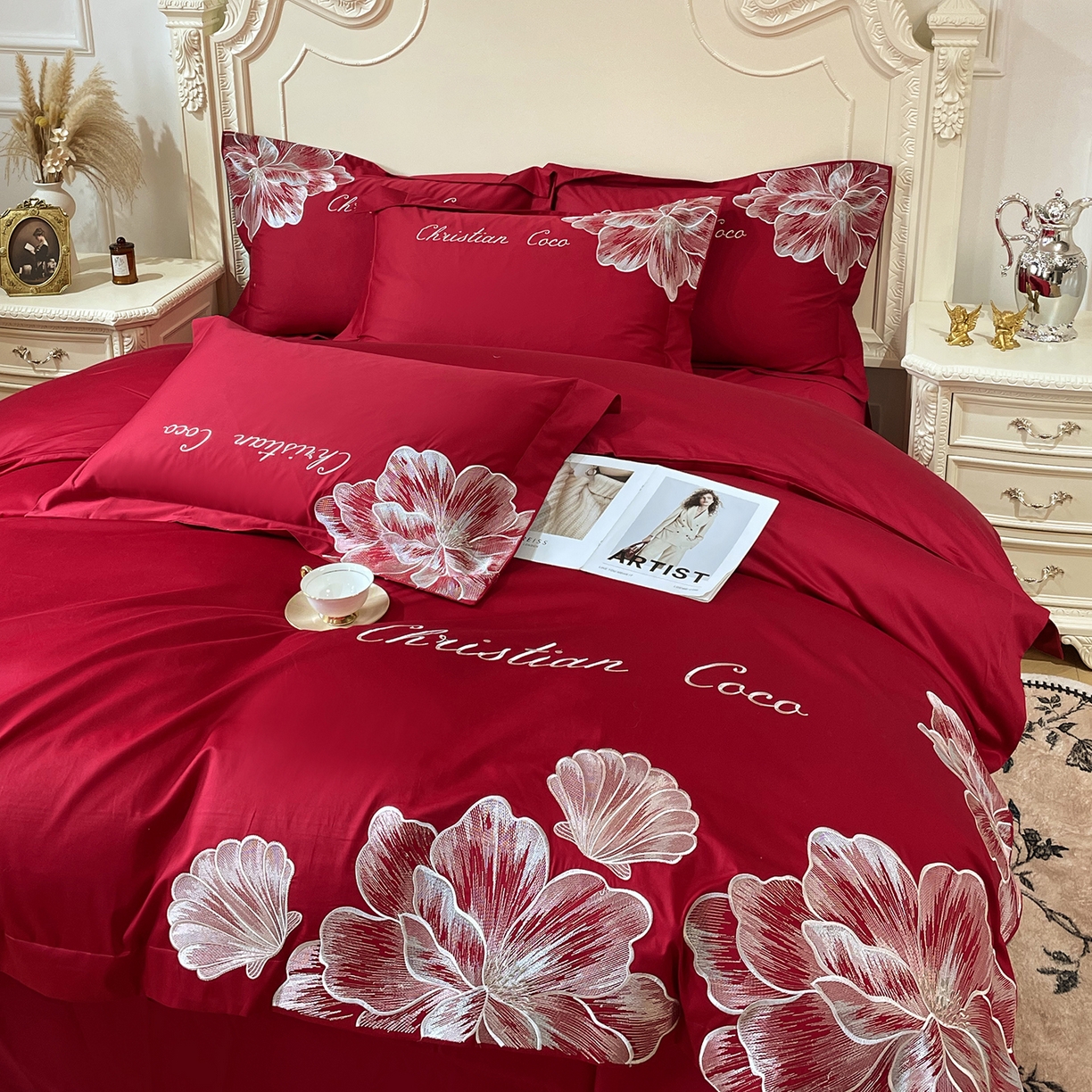 91家纺网 家纺一手货源 找家纺 （总）置顶家纺 2026新款亲肤绣花-COCO小姐亲肤棉系列四件套