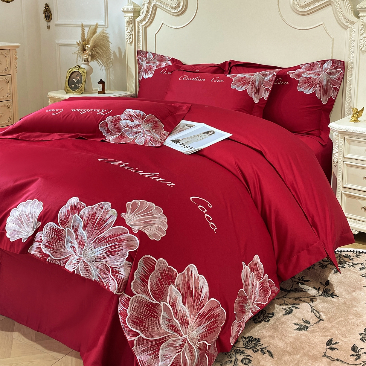 91家纺网 家纺一手货源 找家纺 （总）置顶家纺 2026新款亲肤绣花-COCO小姐亲肤棉系列四件套