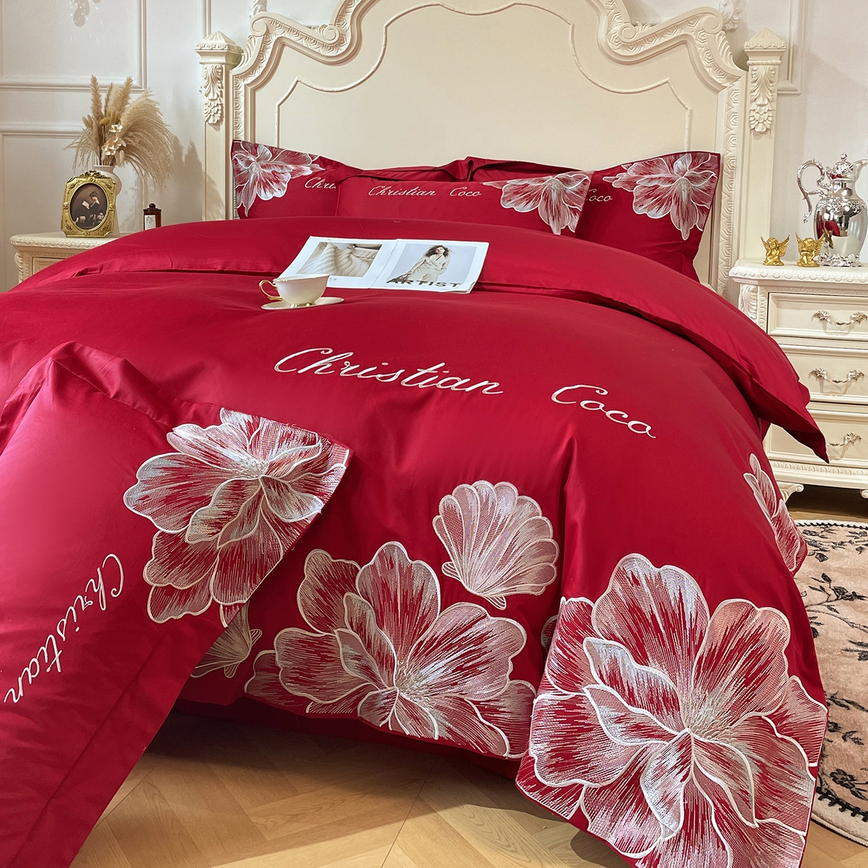 91家纺网 家纺一手货源 找家纺 （总）置顶家纺 2026新款亲肤绣花-COCO小姐亲肤棉系列四件套