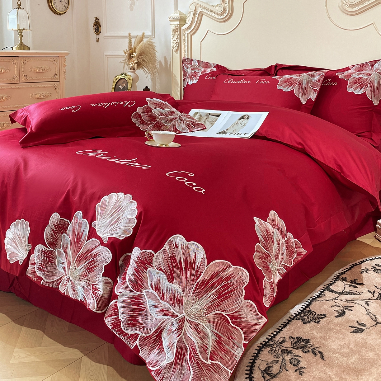 91家纺网 家纺一手货源 找家纺 （总）置顶家纺 2026新款亲肤绣花-COCO小姐亲肤棉系列四件套