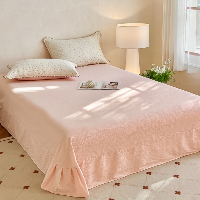 91家纺网 家纺一手货源 找家纺 （总）尚美 2026新款M泡芙棉床单全棉绣花小花韩版四件套