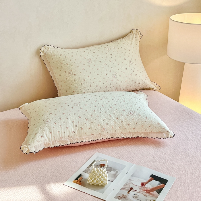 91家纺网 家纺一手货源 找家纺 尚美 2026新款M泡芙棉床单全棉绣花小花韩版四件套 M爱情花