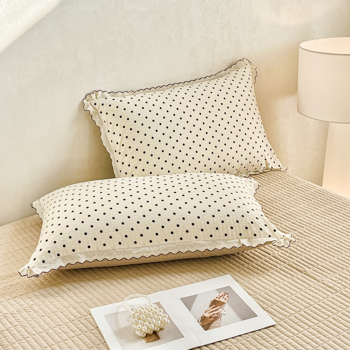 91家纺网 家纺一手货源 找家纺 尚美 2026新款M泡芙棉床单全棉绣花小花韩版四件套 M米波点