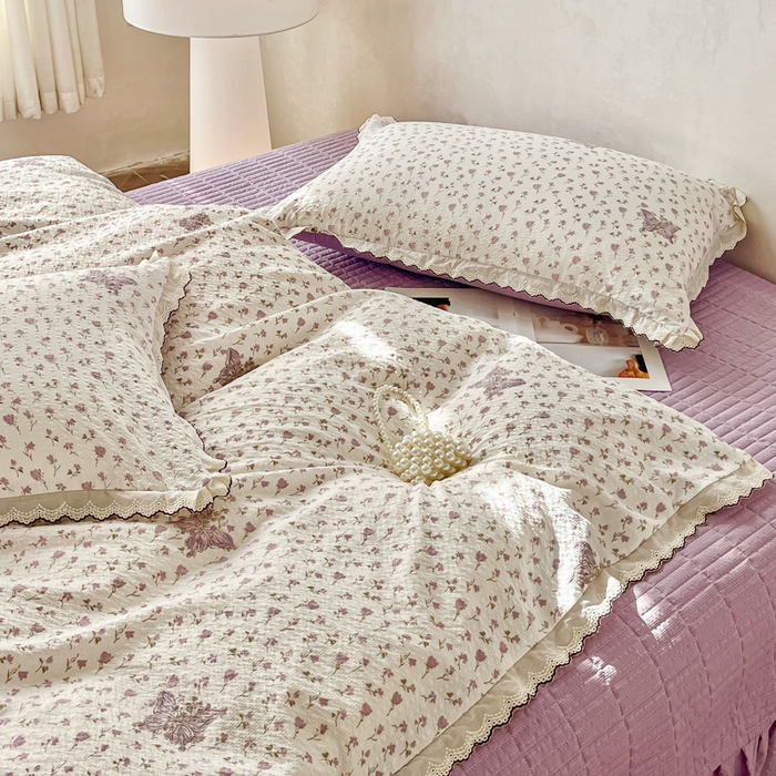 91家纺网 家纺一手货源 找家纺 尚美 2026新款M泡芙棉床单全棉绣花小花韩版四件套 M蝴蝶梦