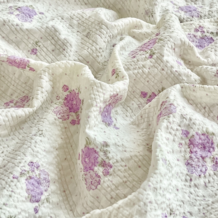 91家纺网 家纺一手货源 找家纺 尚美 2026新款M泡芙棉床单全棉绣花小花韩版四件套 M紫玫瑰