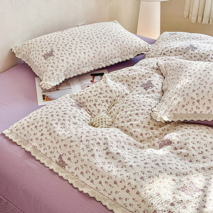91家纺网 家纺一手货源 找家纺 尚美 2026新款M泡芙棉床单全棉绣花小花韩版四件套 M蝴蝶梦