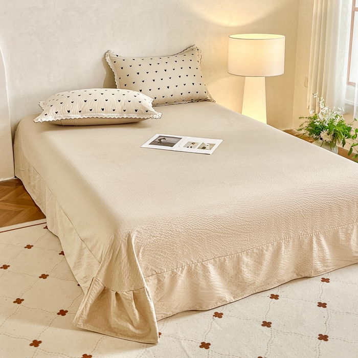 91家纺网 家纺一手货源 找家纺 尚美 2026新款M泡芙棉床单全棉绣花小花韩版四件套 M爱心卡