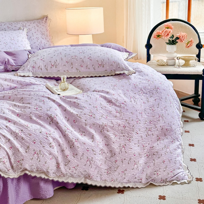 91家纺网 家纺一手货源 找家纺 尚美 2026新款M泡芙棉床单全棉绣花小花韩版四件套 M佳音