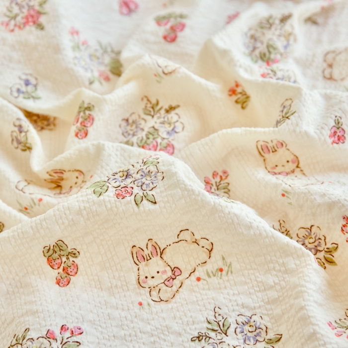 91家纺网 家纺一手货源 找家纺 尚美 2026新款M泡芙棉床单全棉绣花小花韩版四件套 M幸福兔园