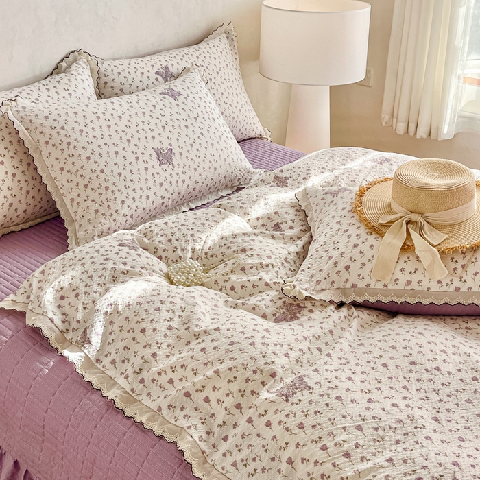 91家纺网 家纺一手货源 找家纺 尚美 2026新款M泡芙棉床单全棉绣花小花韩版四件套 M蝴蝶梦