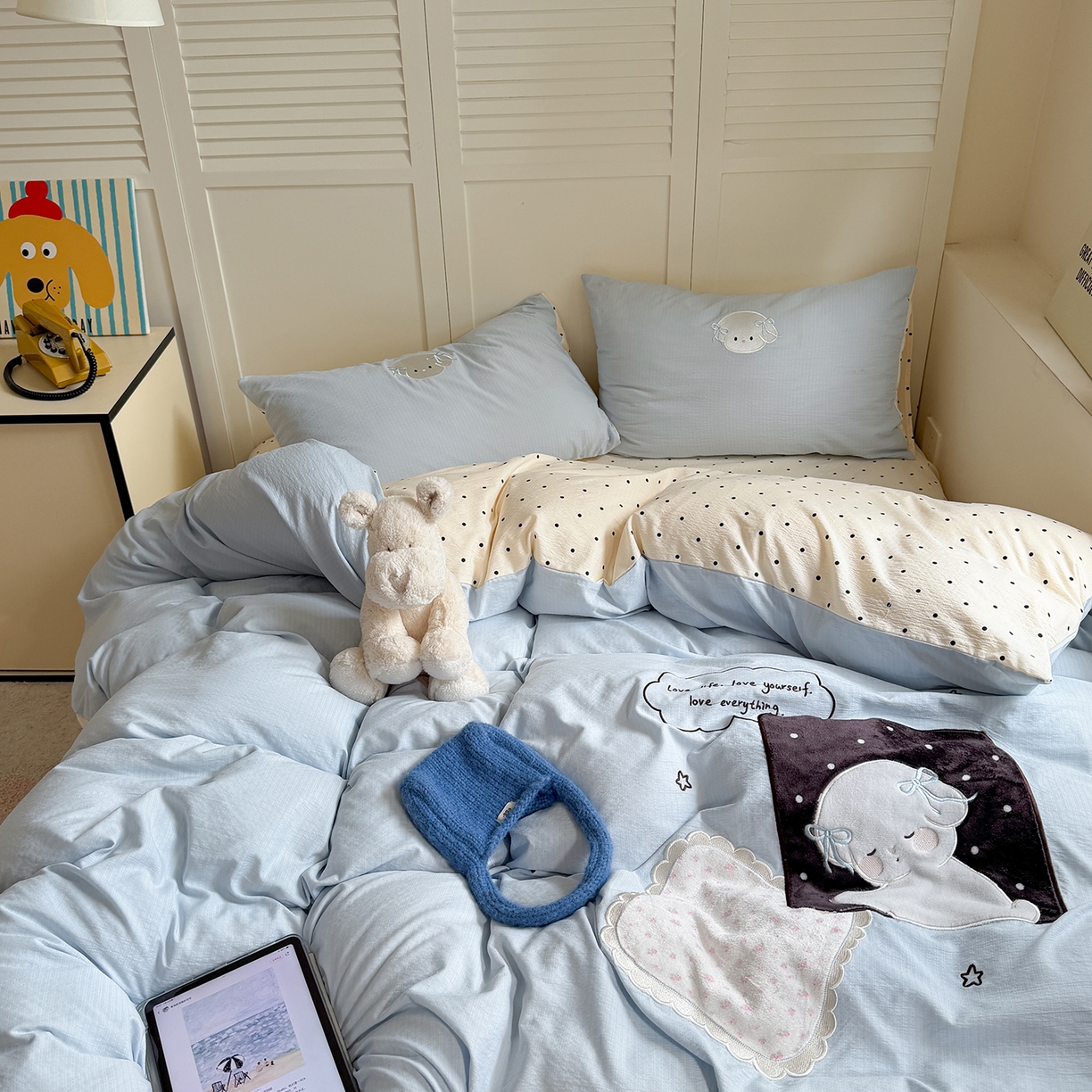 91家纺网 家纺一手货源 找家纺 （总）美乐迪家纺 2026新款云感双层纱贴布绣四件套