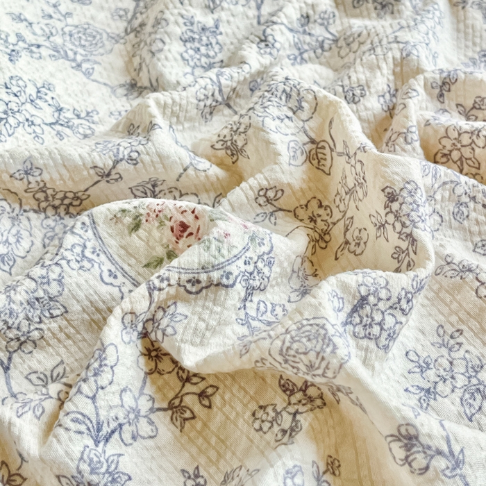 91家纺网 家纺一手货源 找家纺 尚美 2026新款M泡芙棉床单全棉绣花小花韩版四件套 M紫薇花季