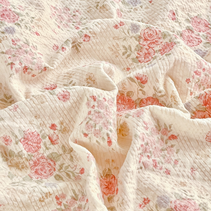 91家纺网 家纺一手货源 找家纺 尚美 2026新款M泡芙棉床单全棉绣花小花韩版四件套 M槐花落