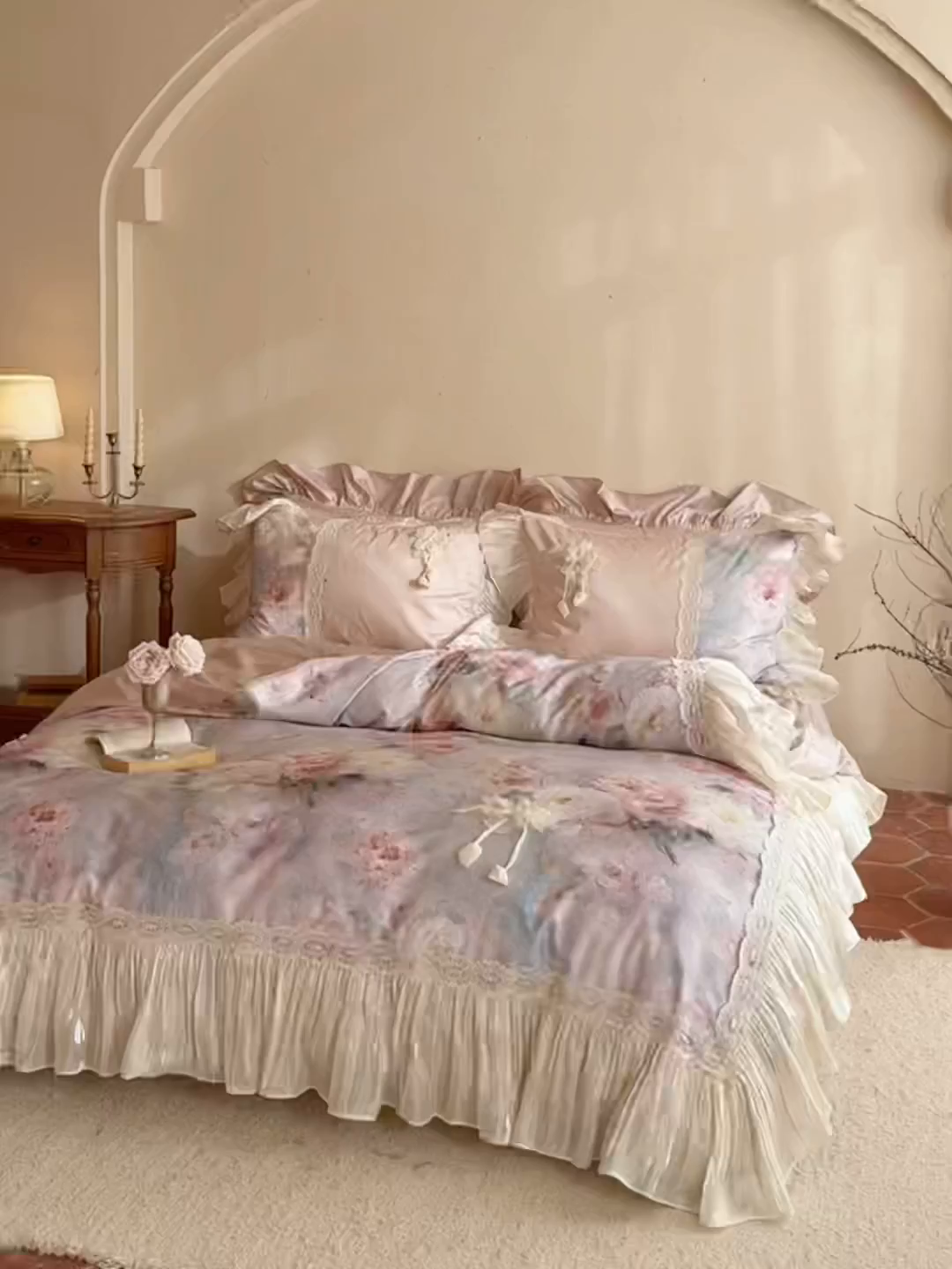 91家纺网 家纺一手货源 找家纺 （总）佳汐蓝家纺 2026新款春夏100支全棉复古风数码印花四件套--罗曼花园