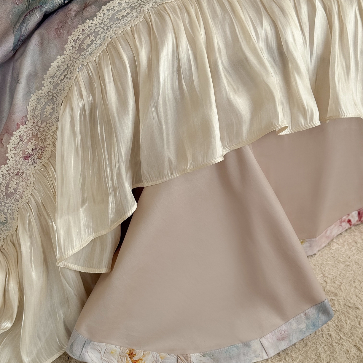 91家纺网 家纺一手货源 找家纺 （总）佳汐蓝家纺 2026新款春夏100支全棉复古风数码印花四件套--罗曼花园