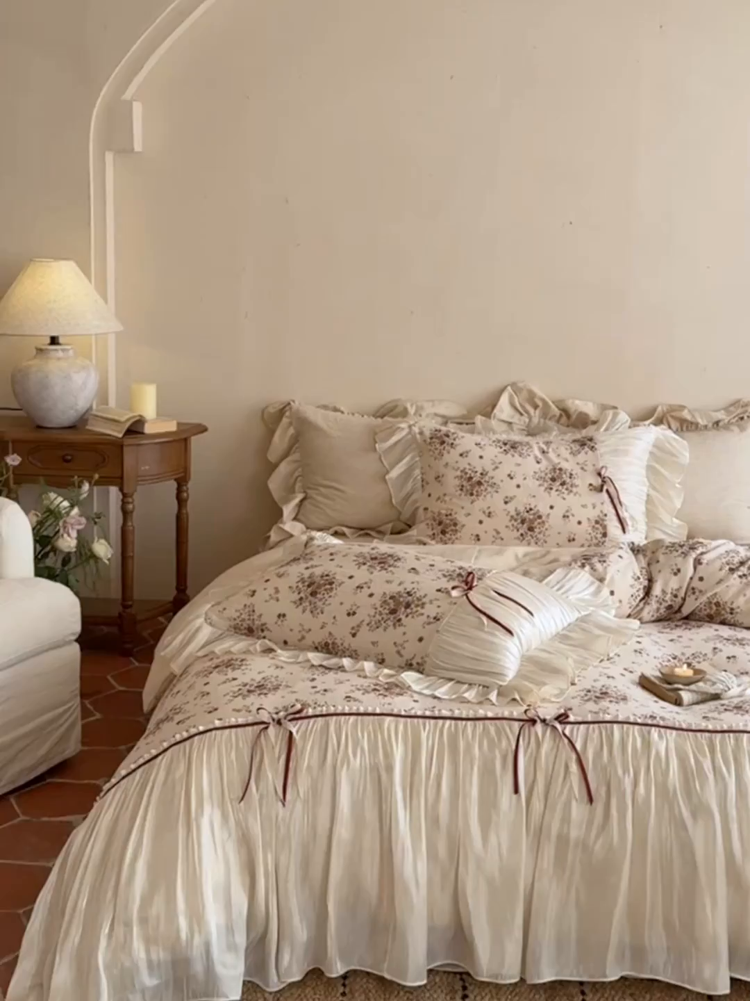 91家纺网 家纺一手货源 找家纺 （总）佳汐蓝家纺 2026新款春夏棉麻新品印花+流光纱四件套-春缇玫瑰