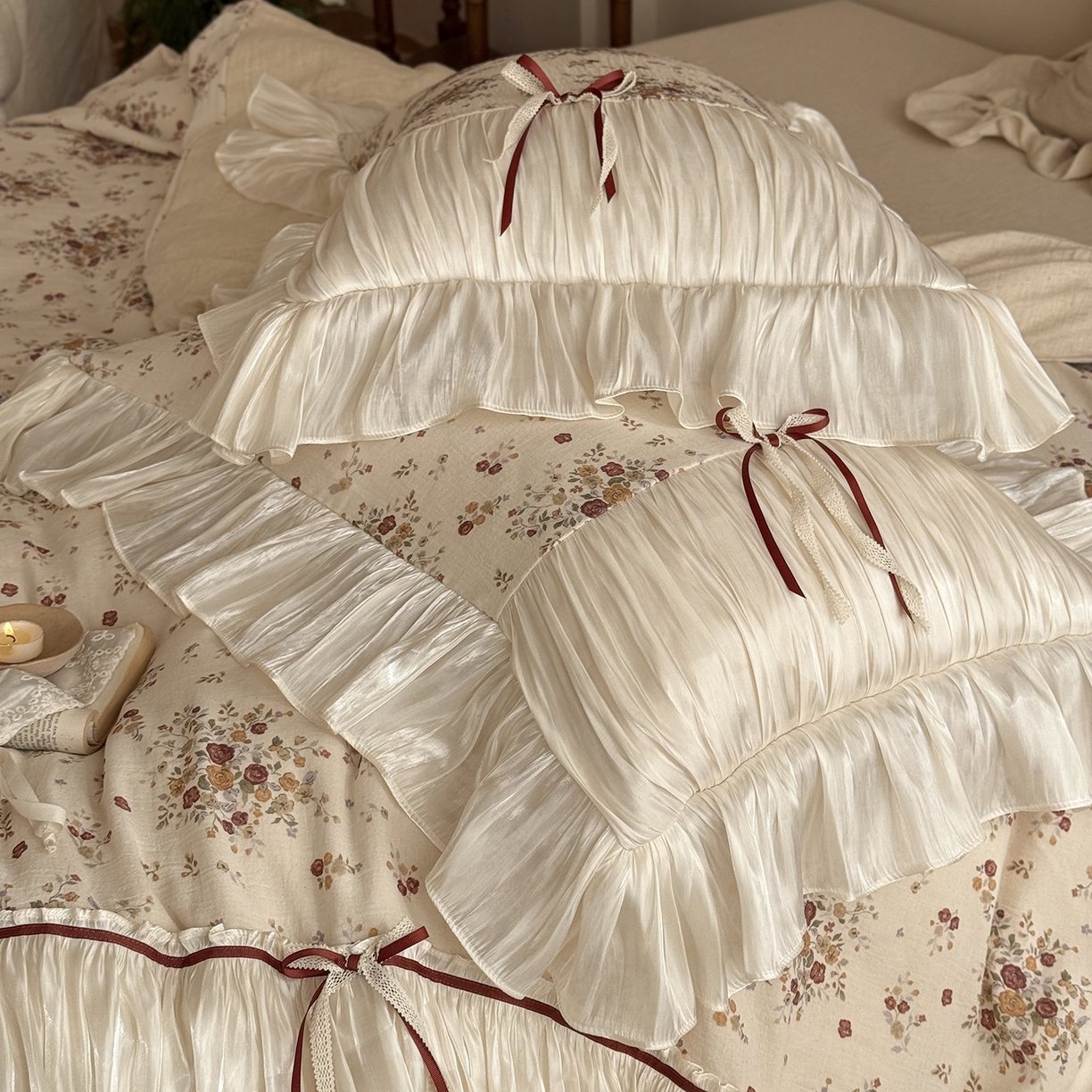 91家纺网 家纺一手货源 找家纺 （总）佳汐蓝家纺 2026新款春夏棉麻新品印花+流光纱四件套-春缇玫瑰