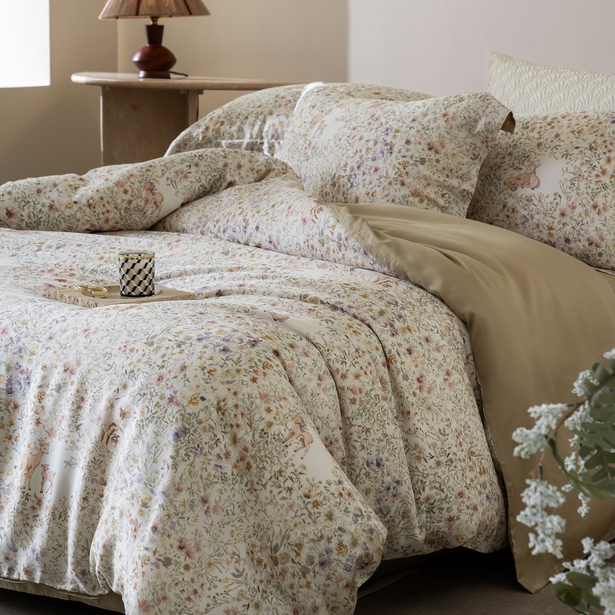 91家纺网 家纺一手货源 找家纺 （总）佳汐蓝家纺 2026新款春夏天丝数码印花（挂边款）四件套