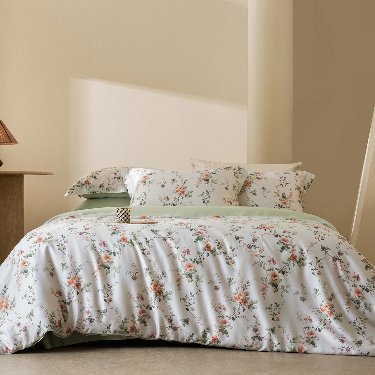 91家纺网 家纺一手货源 找家纺 （总）佳汐蓝家纺 2026新款春夏天丝数码印花（挂边款）四件套