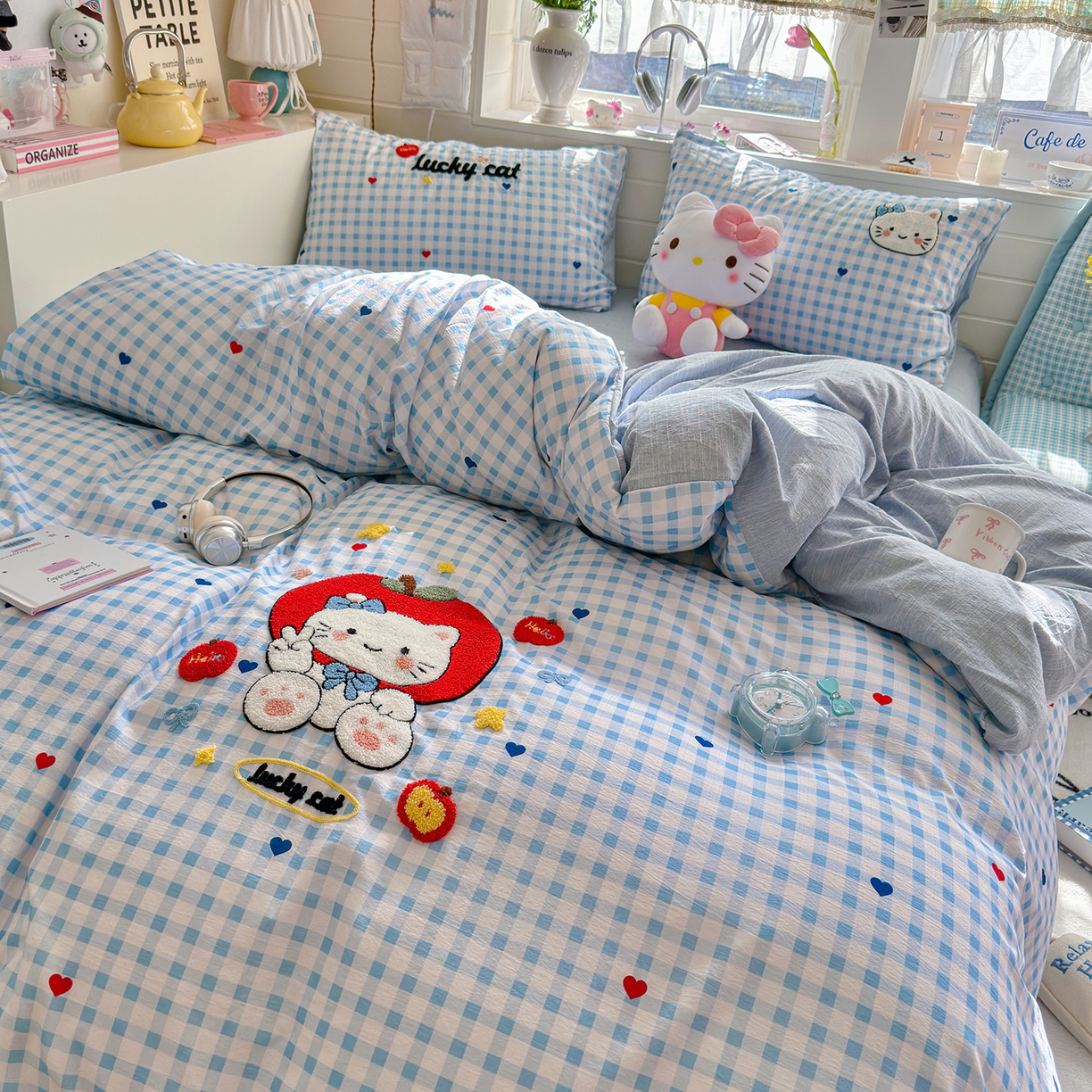 91家纺网 家纺一手货源 找家纺 王朝国际 2026爆款棉纱毛巾绣四件套 爱心喵